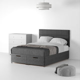 Farrow Bar Linen Divan Bed and Headboard - Charcoal Ottoman from Roseland Furniture