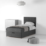 Farrow Bar Linen Divan Bed and Headboard - Charcoal Ottoman from Roseland Furniture