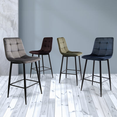 Elin Velvet Bar Stool