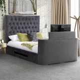 Tilly Velvet TV Bed Frame in Chatsworth Granite by Roseland Furniture