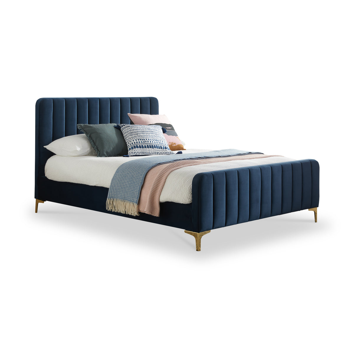 Olivia Midnight Blue Velvet Bed Frame from Roseland Furniture