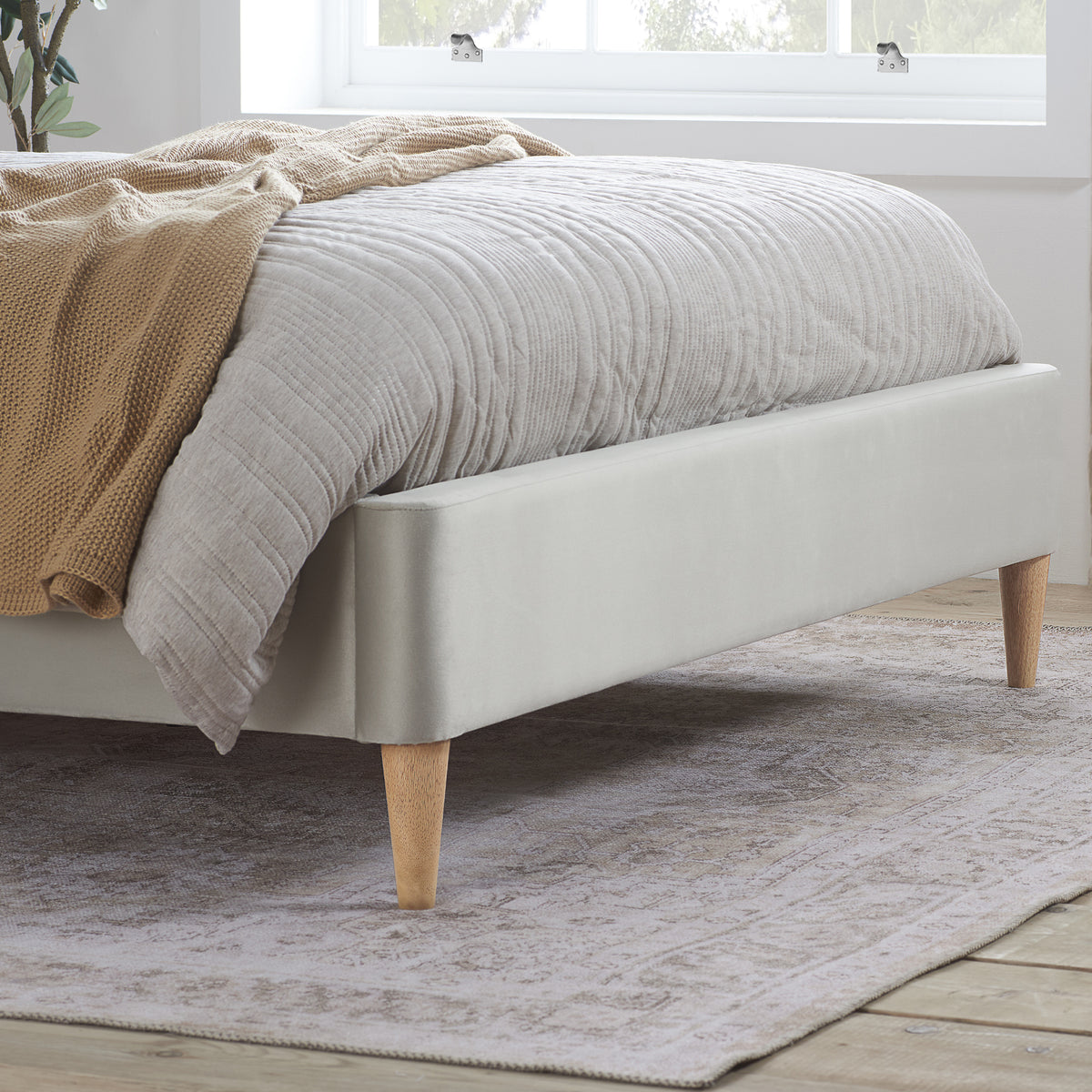 Jennifer Stone Velvet Bed Frame from Roseland Furiture