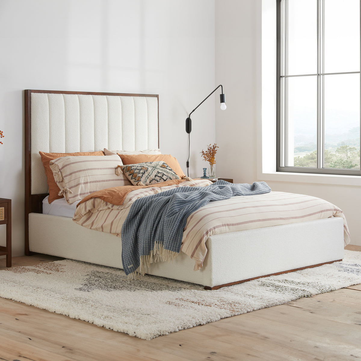 Sara White Boucle Bed Frame from Roseland Furniture