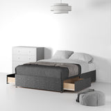 Essential-Divan-Base-Only Linen-Look-SD-K-2-Drawers-Linen-Charcoal from Roseland Furniture