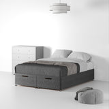 Essential-Ottoman-Base-Only Linen-Look SD-K-Linen-Charcoal from Roseland Furniture