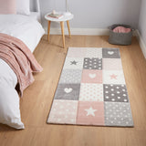 Brockton Pink Star & Heart Kids Rug for kids bedroom