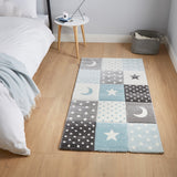 Brockton Blue Star & Moon Kids Rug for kids bedroom