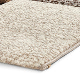 Brockton Beige Brown Cube Patterned Hand Carved Rug