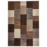 Brockton Beige Brown Cube Patterned Hand Carved Rug from Roseland Furniture