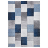 Brockton Blue Grey Cube Patterned Hand Carved Rug from Roseland Furniture