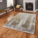 Brockton Yellow Abstract Patterned Hand Carved Rug for living room