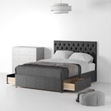 Farrow-Diamond-48HB-Divan-Linen-Look-SD-SK-2-Drawers-Linen-Charcoal from Roseland Furniture