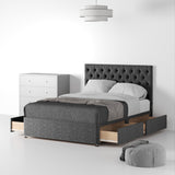 Farrow-Diamond-48HB-Divan-Linen-Look-SD-SK-4-Drawers-Linen-Charcoal from Roseland Furniture