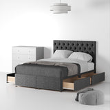 RFBTFH-SK-4D-SC---Farrow-Diamond-48HB-Divan-Linen-Look-SK-4-Drawers-Linen-Charcoal---Life2 from Roseland Furniture