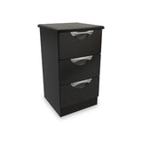 Beckett Black 3 Drawer Bedside Table by Roseland Furniture