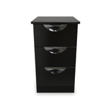 Beckett Black 3 Drawer Bedside Table by Roseland Furniture