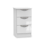 Beckett White 3 Drawer Bedside Table by Roseland Furniture