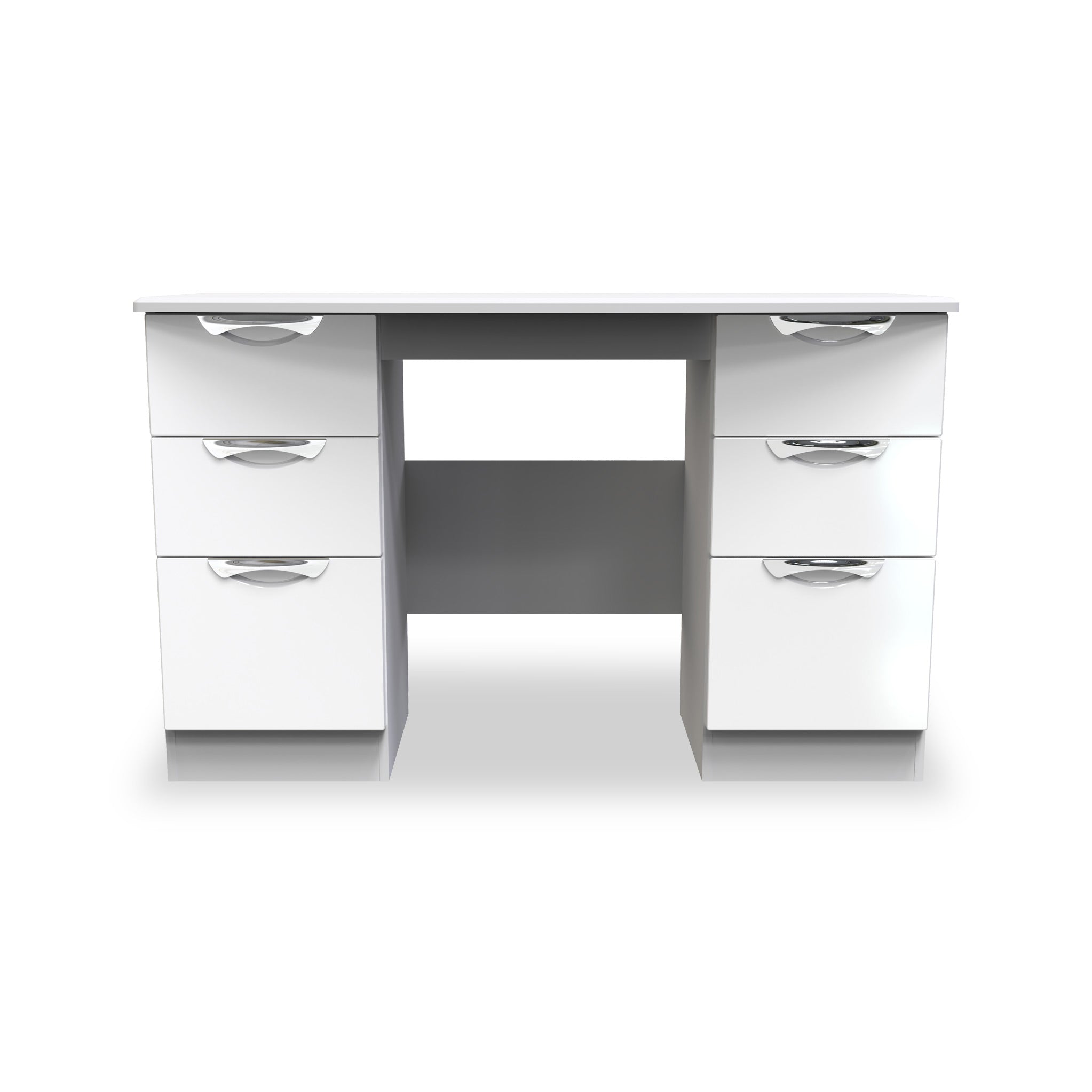 White gloss deals desk with storage