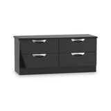 Beckett Black Gloss 4 Drawer Low Storage Unit from Roseland