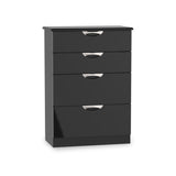 Beckett Black Gloss 4 Drawer Deep Chest from Roseland