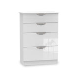 Beckett White Gloss 4 Drawer Deep Chest from Roseland