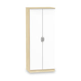 Beckett White Gloss and Bardolino 2 Door Wardrobe by Roseland Furniture