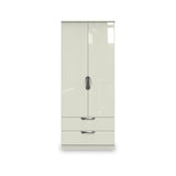 Beckett Cream Gloss 2 Door 2 Drawer Wardrobe by Roseland Furniture