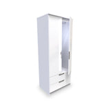 Beckett White Gloss 2 Door 2 Drawer Wardrobe by Roseland Furniture