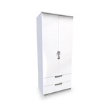 Beckett White Gloss 2 Door 2 Drawer Wardrobe by Roseland Furniture