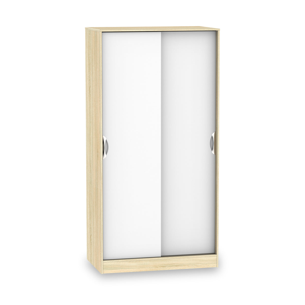 Beckett White and Wood Gloss Sliding Wardrobe from Roseland