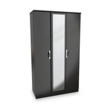 Beckett Black Gloss Triple Mirror Wardrobe from Roseland