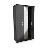 Beckett Black Gloss Triple Mirror Wardrobe from Roseland