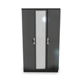 Beckett Black Gloss Triple Mirror Wardrobe from Roseland