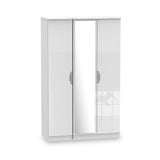 Beckett White Gloss Triple Mirror Wardrobe from Roseland