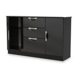 Beckett Black Gloss 2 Door 3 Drawer Storage Sideboard by Roseland Furniture