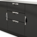 Beckett Black Gloss 2 Door 3 Drawer Sideboard by Roseland Furniture