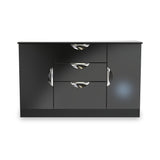 Beckett Black Gloss 2 Door 3 Drawer Sideboard by Roseland Furniture