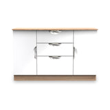 Beckett White Gloss & Light Wood 2 Door 3 Drawer Storage Sideboard by Roseland Furniture