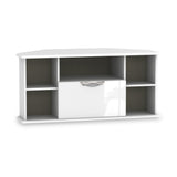 Beckett White Gloss Corner TV Unit from Roseland