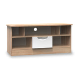 Beckett White Gloss & Light Wood 1 Drawer TV Unit by Roseland Furniture