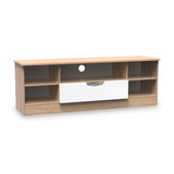 Beckett White Gloss & Light Wood Wide TV Unit by Roseland Furniture