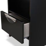 Beckett Black Gloss 1 Drawer with Open Shelf Lamp Table by Roseland Furniture