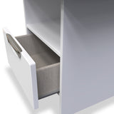 Beckett White Gloss 1 Drawer with Open Shelf Lamp Table by Roseland Furniture