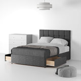 Farrow-Cube-48HB-Divan-Linen-Look-SD-SK-2-Drawers-Linen-Charcoal from Roseland Furniture