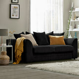 Bletchley Black Jumbo Cord 3 Seater Sofa from Roseland Furniture