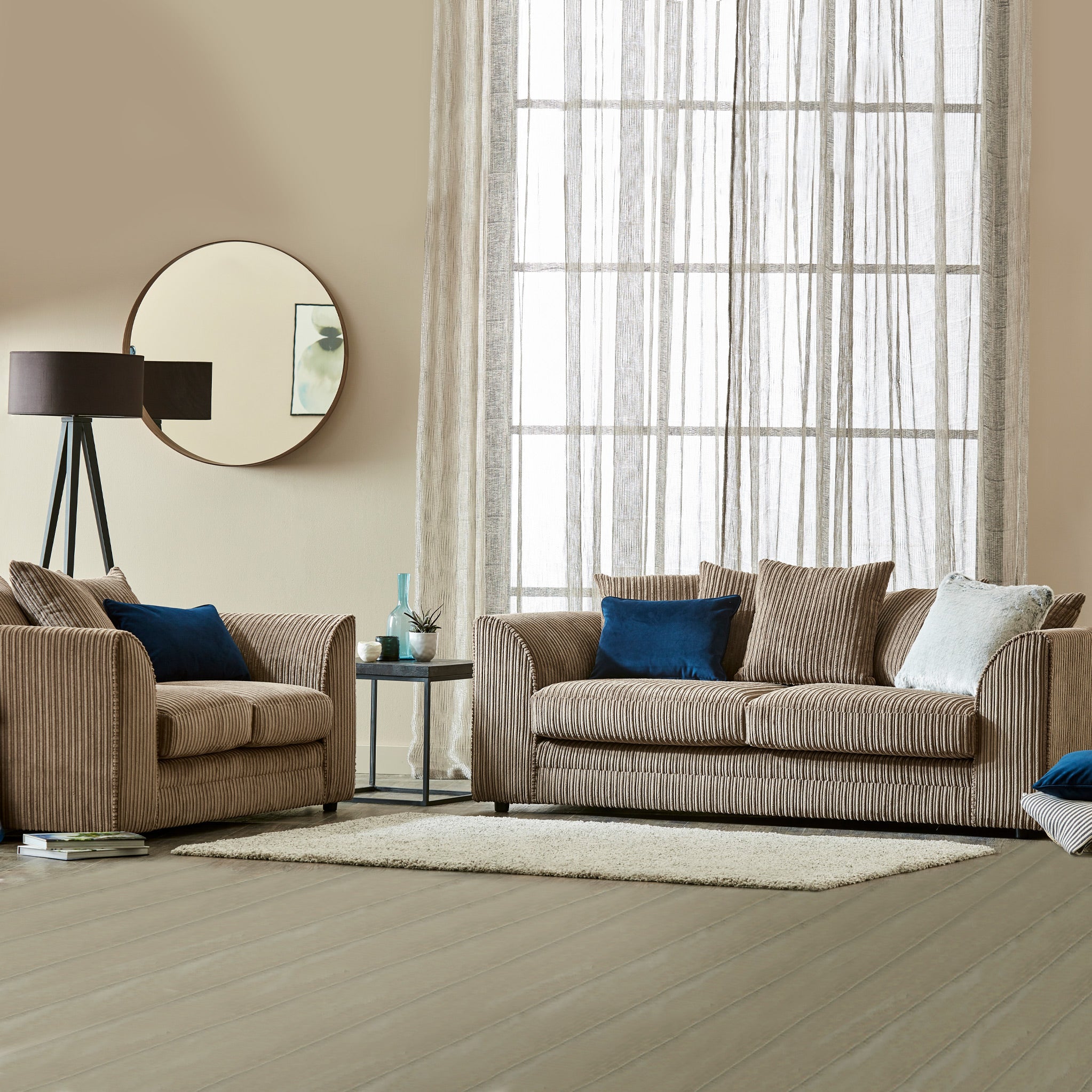 Beige corduroy online sofa