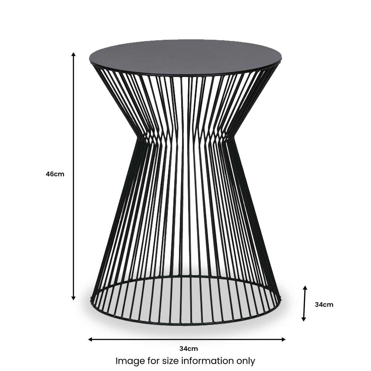 Reyes Wire Hourglass Shaped Side Table Dims from Roseland Furniture