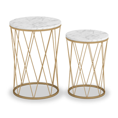 Olsen Marble Topped Gold Framed Side Tables