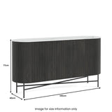 Milo Matt Black Mango & Marble Fluted Sideboard by Roseland Furniture