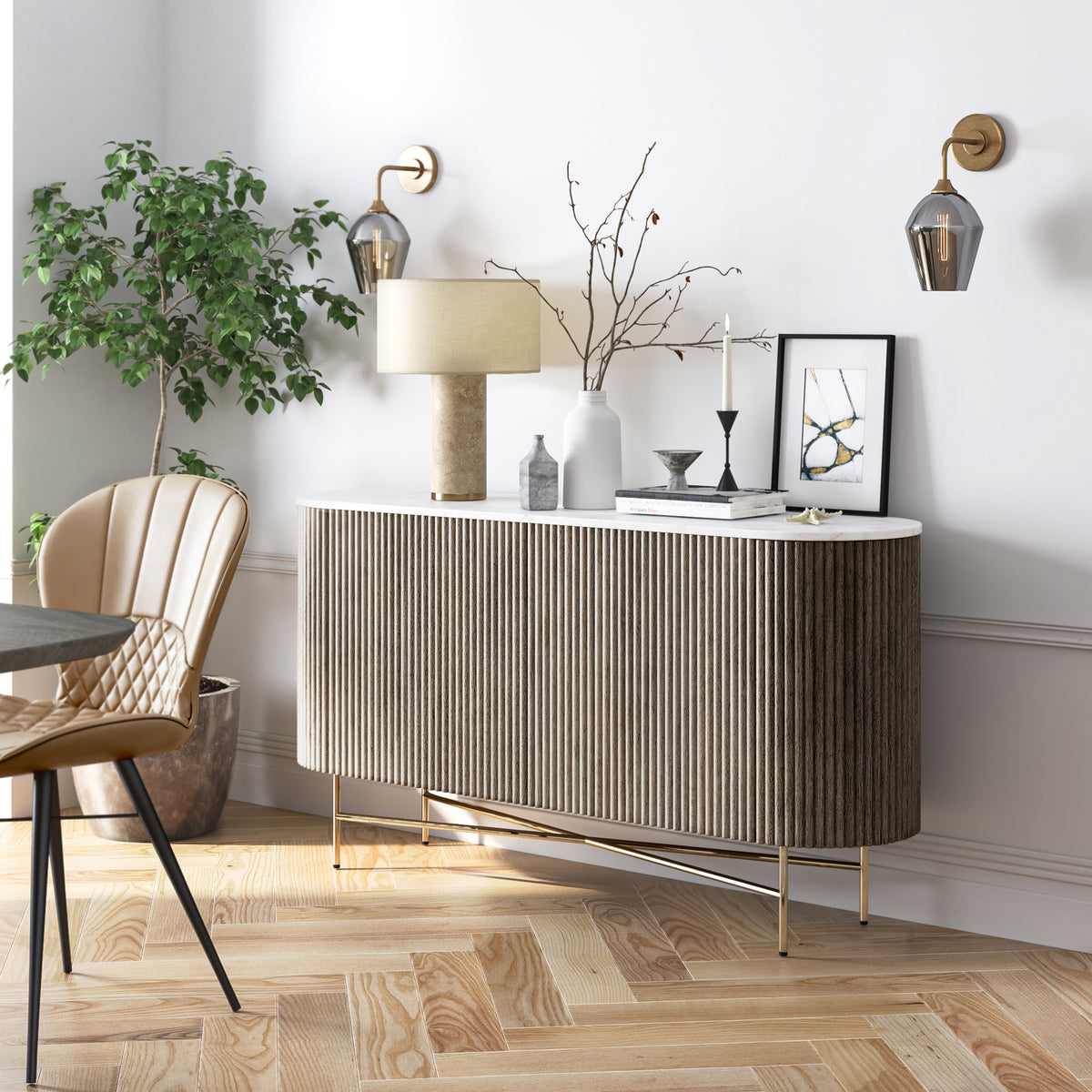 Amelie Grey Fluted Sideboard from Roseland Furniture